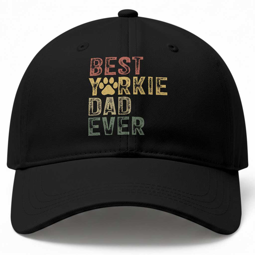 Best Yorkie Dad Ever Baseball Cap Retro Vintage Yorkshire Terrier Gift TS12 Print Your Wear