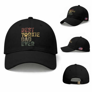 Best Yorkie Dad Ever Baseball Cap Retro Vintage Yorkshire Terrier Gift TS12 Baseball Cap Universal Fit Black Print Your Wear