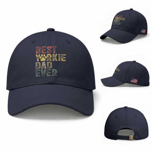 Best Yorkie Dad Ever Baseball Cap Retro Vintage Yorkshire Terrier Gift TS12 Baseball Cap Universal Fit Navy Print Your Wear