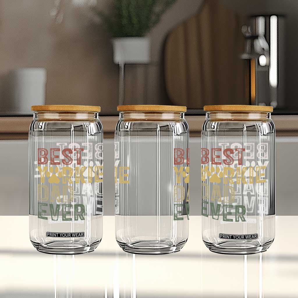Best Yorkie Dad Ever Glass Can Retro Vintage Yorkshire Terrier Gift TS12 Print Your Wear