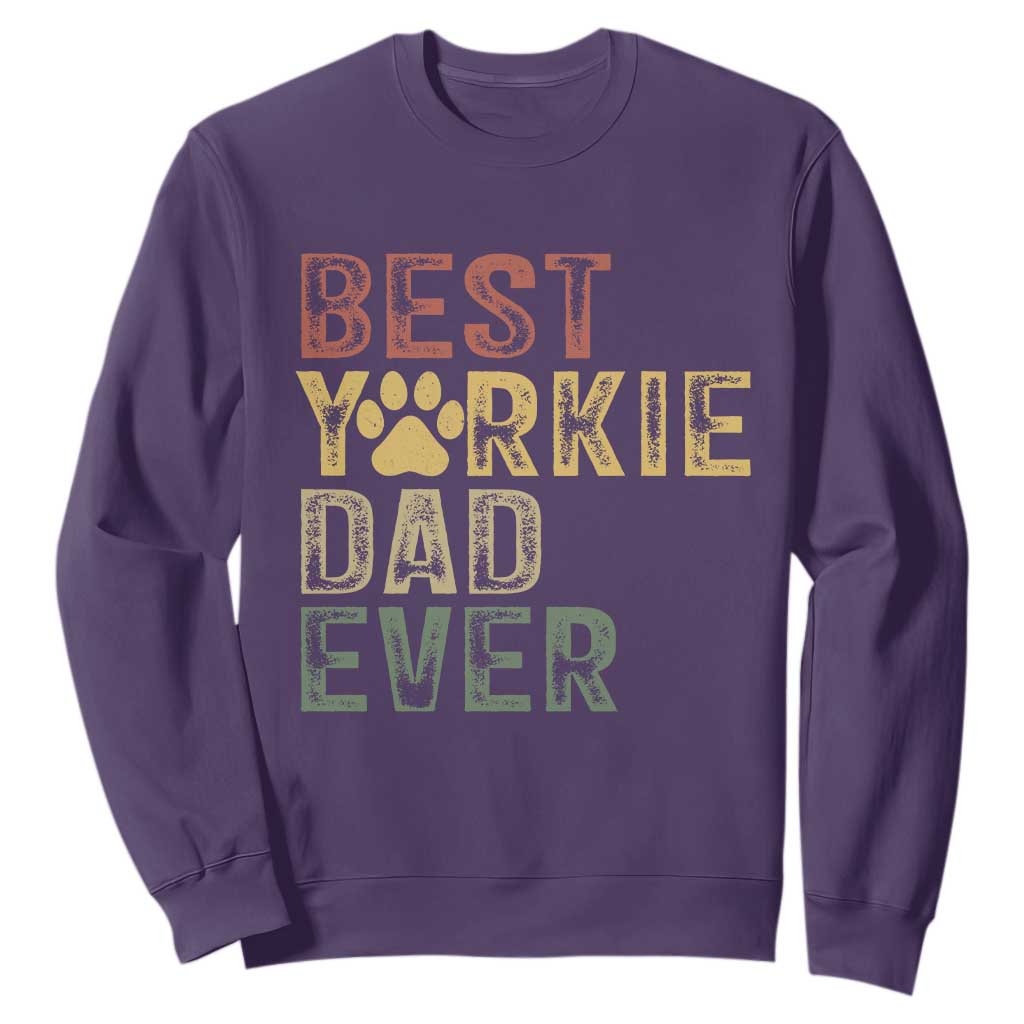 Best Yorkie Dad Ever Sweatshirt Retro Vintage Yorkshire Terrier Gift TS12 Purple Print Your Wear