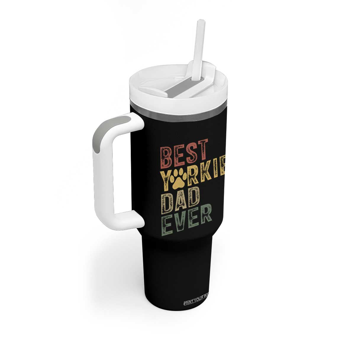 Best Yorkie Dad Ever Tumbler With Handle Retro Vintage Yorkshire Terrier Gift TS12 Print Your Wear