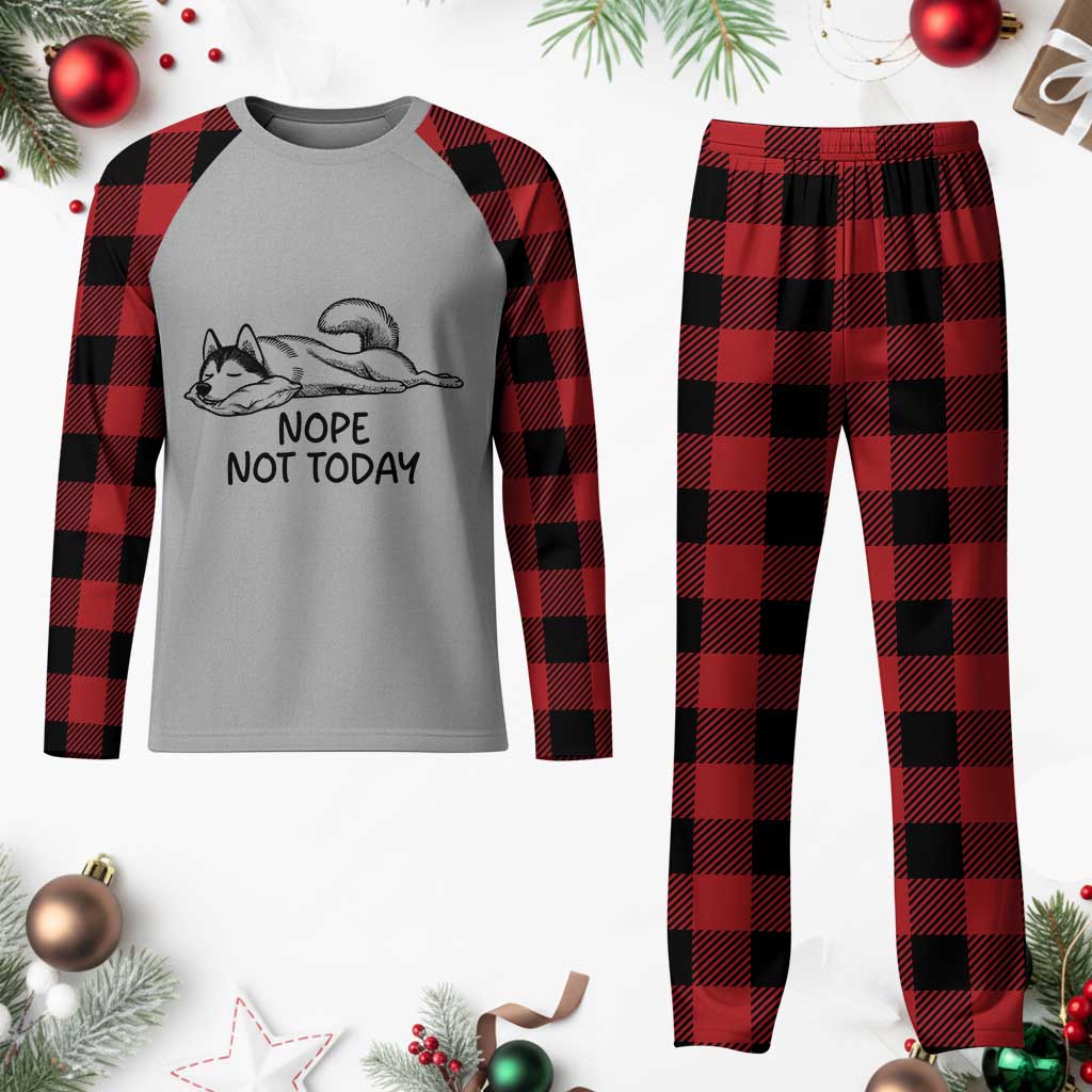 Nope Not Today Plaid Pajama Set Funny Siberian Husky Lazy Mood TS12 Buffalo Plaid Print Your Wear