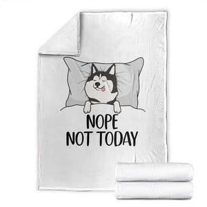 Lazy Siberian Husky Meme Throw Blanket Nope Not Today TS12 White Print Your Wear