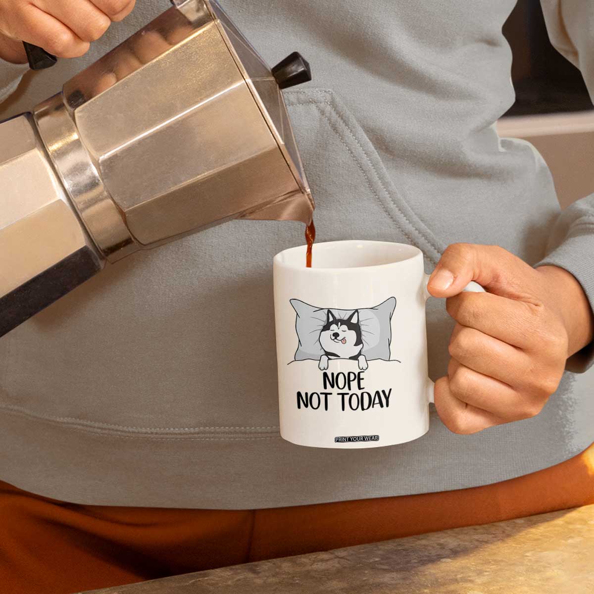 Lazy Siberian Husky Meme Coffee Mug Nope Not Today TS12 Print Your Wear