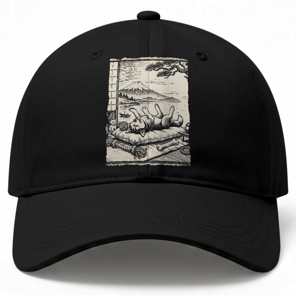 Vintage Japanese Ukiyoe Siberian Husky Baseball Cap Cute Sleeping Animal Gift TS12 Print Your Wear