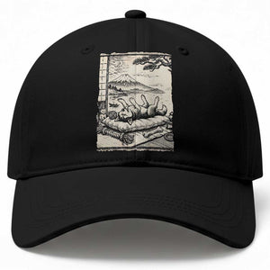 Vintage Japanese Ukiyoe Siberian Husky Baseball Cap Cute Sleeping Animal Gift TS12 Print Your Wear