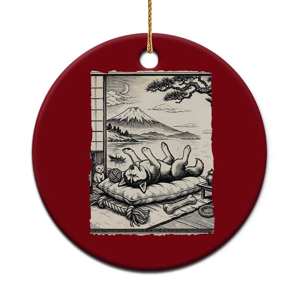 Vintage Japanese Ukiyoe Siberian Husky Ceramic Ornament Cute Sleeping Animal Gift TS12 1pc Red Print Your Wear
