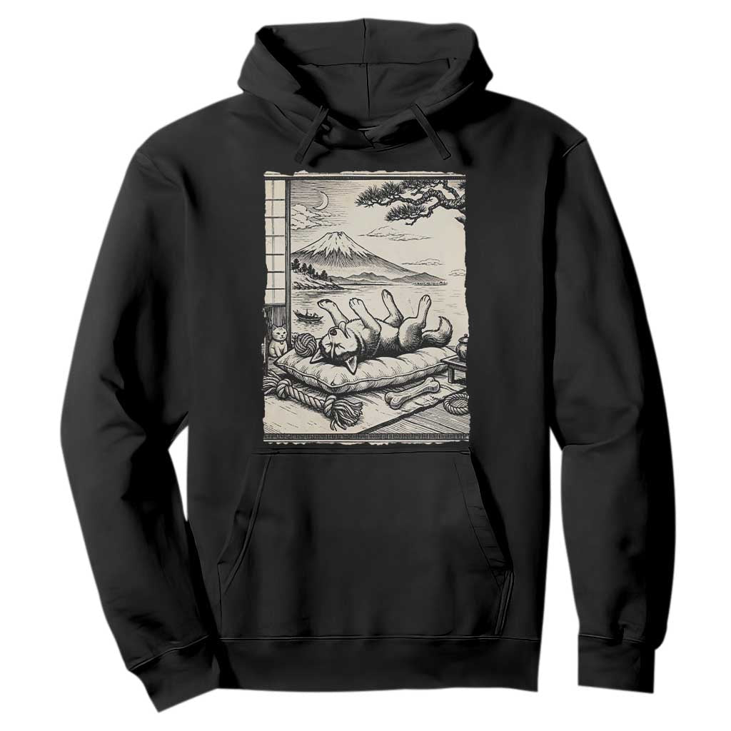 Vintage Japanese Ukiyoe Siberian Husky Hoodie Cute Sleeping Animal Gift TS12 Black Print Your Wear