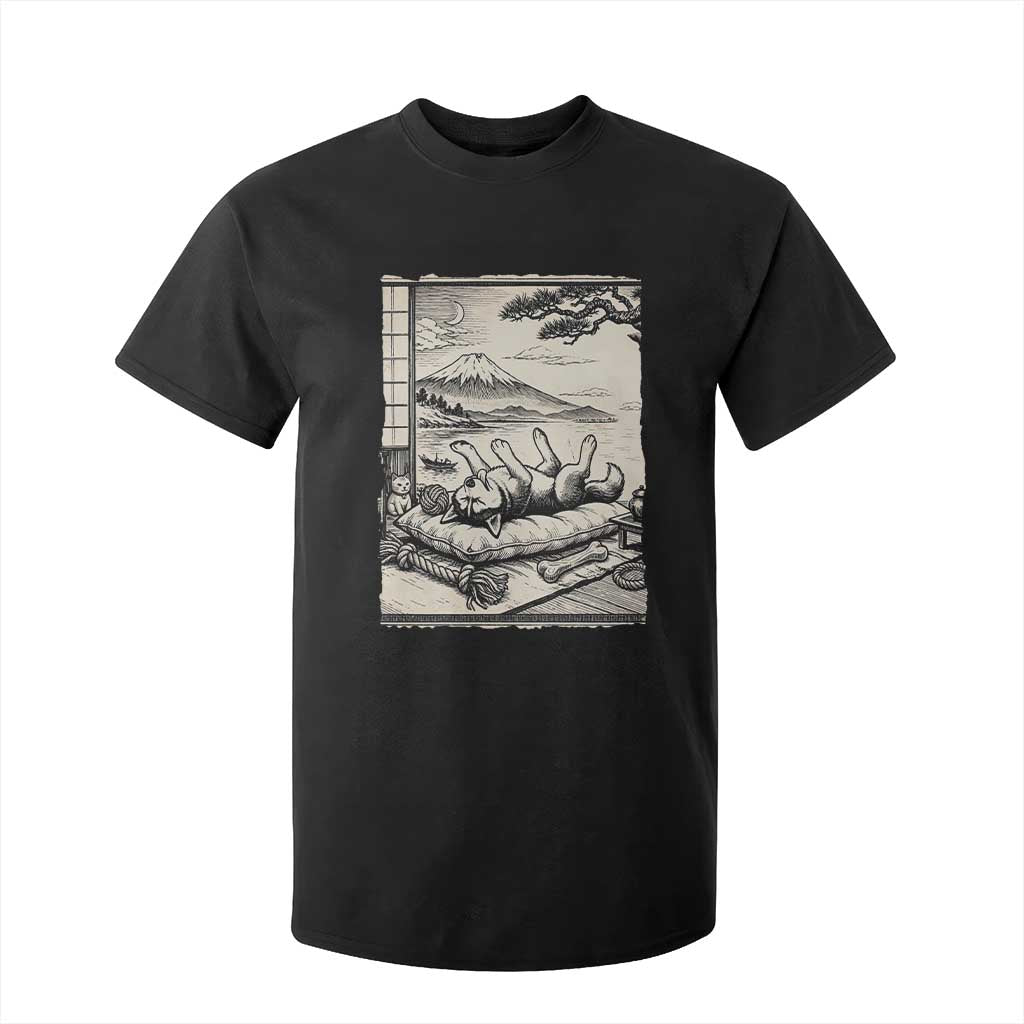 Vintage Japanese Ukiyoe Siberian Husky T Shirt For Kid Cute Sleeping Animal Gift TS12 Black Print Your Wear