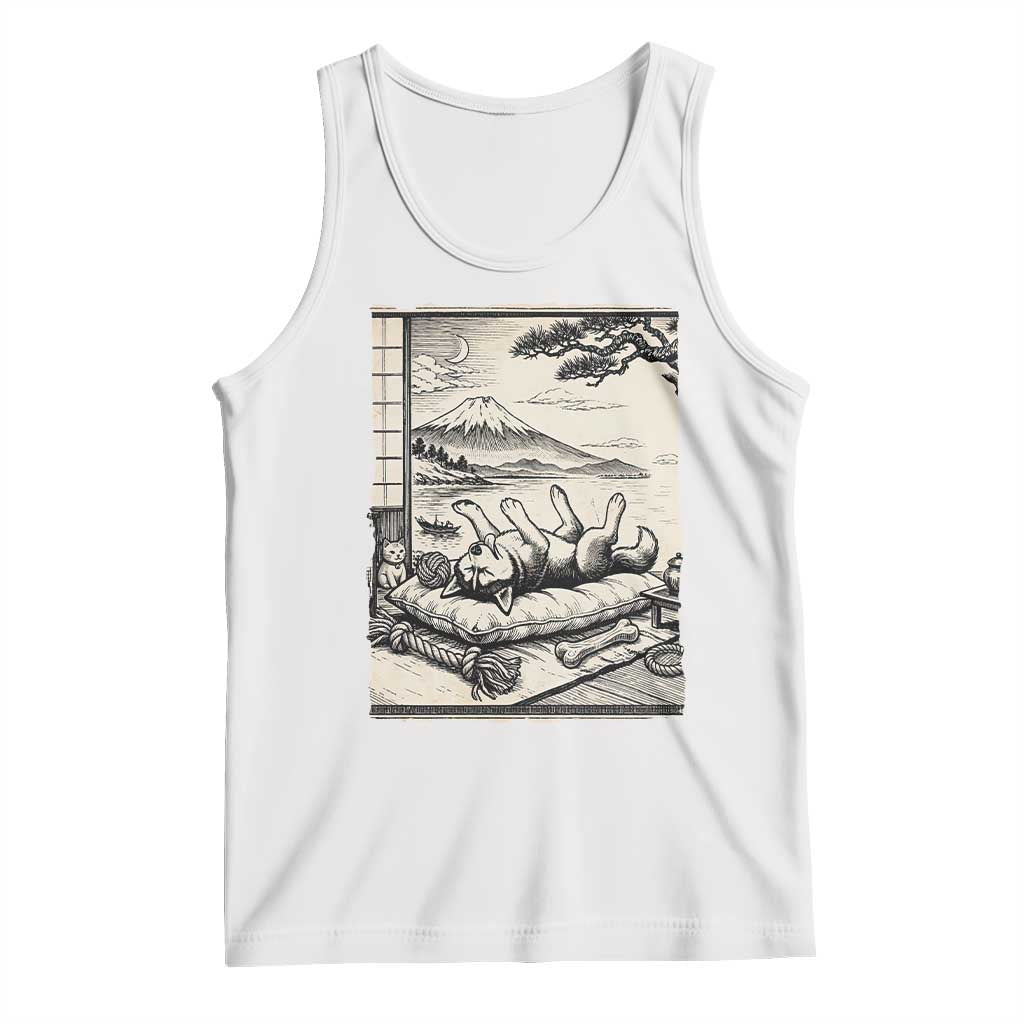 Vintage Japanese Ukiyoe Siberian Husky Tank Top Cute Sleeping Animal Gift TS12 White Print Your Wear