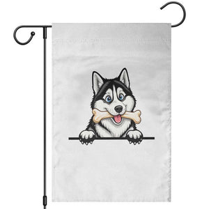 Cute Siberian Husky Puppy Garden Flag Chewing Bone Meme TS12 White Print Your Wear