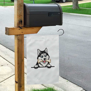 Cute Siberian Husky Puppy Garden Flag Chewing Bone Meme TS12 Print Your Wear