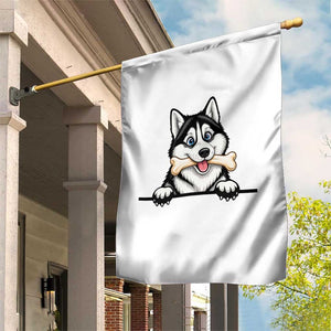 Cute Siberian Husky Puppy Garden Flag Chewing Bone Meme TS12 Print Your Wear