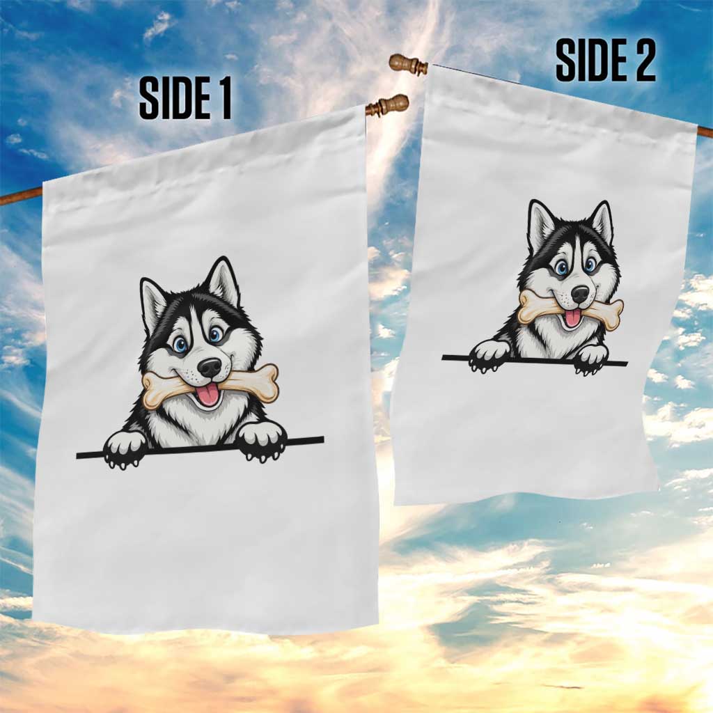 Cute Siberian Husky Puppy Garden Flag Chewing Bone Meme TS12 Print Your Wear