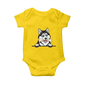 Cute Siberian Husky Puppy Baby Onesie Chewing Bone Meme TS12 Daisy Print Your Wear