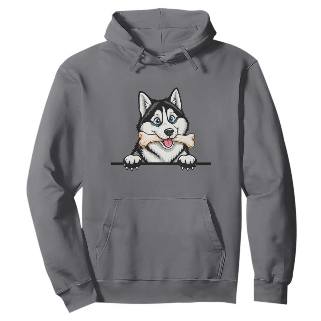 Cute Siberian Husky Puppy Hoodie Chewing Bone Meme TS12 Charcoal Print Your Wear