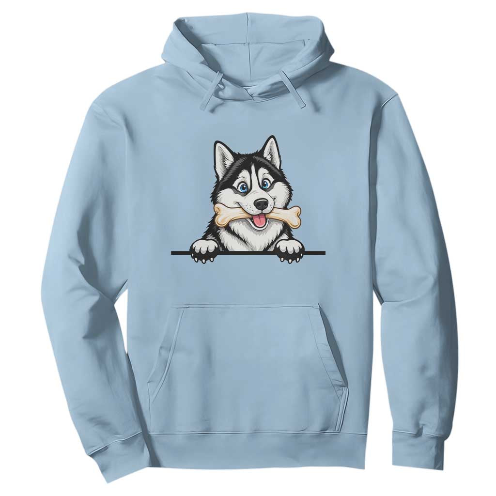 Cute Siberian Husky Puppy Hoodie Chewing Bone Meme TS12 Light Blue Print Your Wear