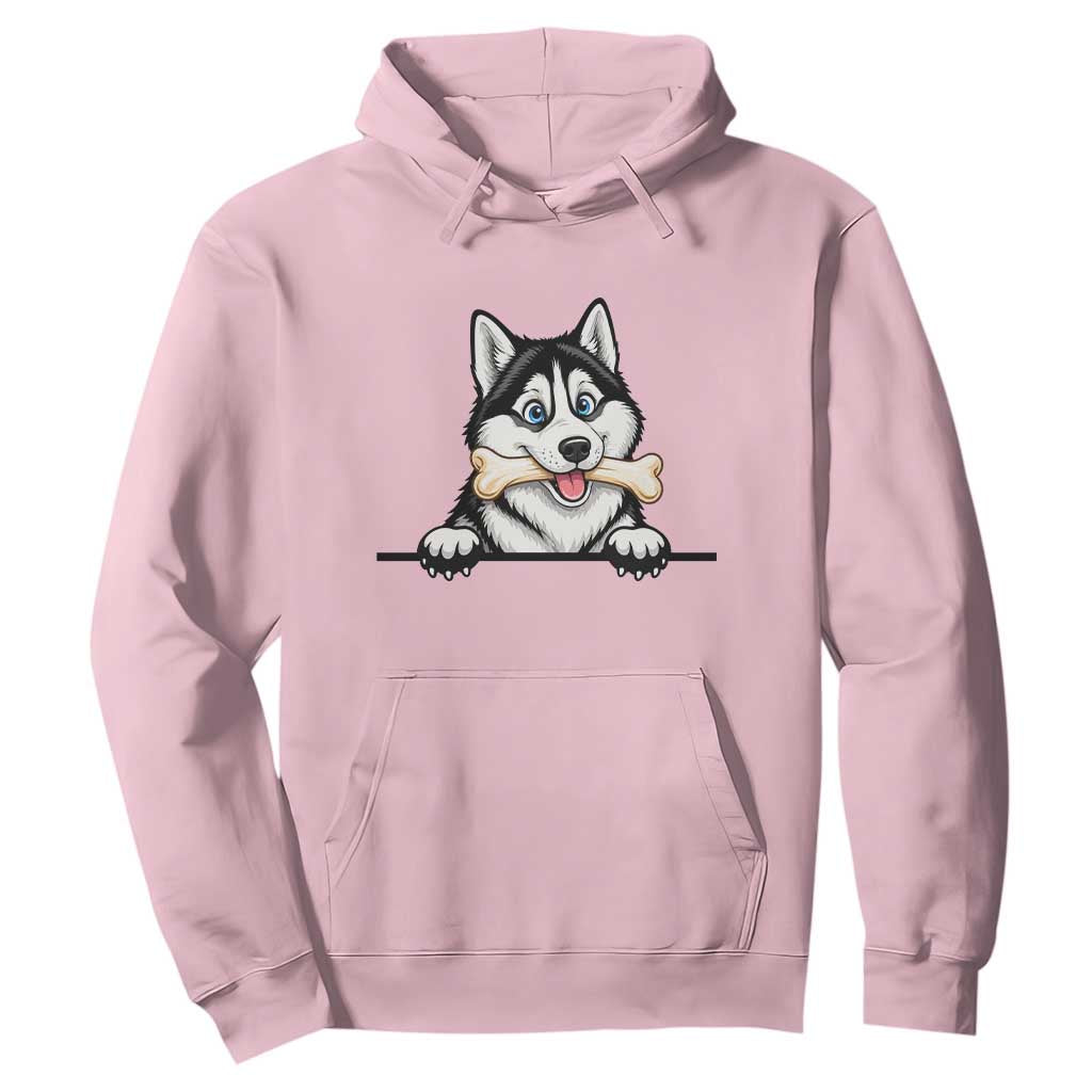 Cute Siberian Husky Puppy Hoodie Chewing Bone Meme TS12 Light Pink Print Your Wear