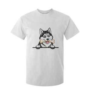 Cute Siberian Husky Puppy T Shirt For Kid Chewing Bone Meme TS12 White Print Your Wear