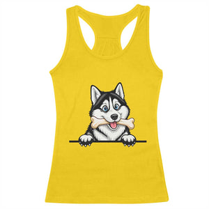 Cute Siberian Husky Puppy Racerback Tank Top Chewing Bone Meme TS12 Daisy Print Your Wear