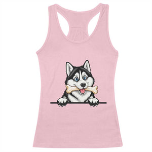 Cute Siberian Husky Puppy Racerback Tank Top Chewing Bone Meme TS12 Light Pink Print Your Wear