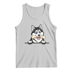 Cute Siberian Husky Puppy Tank Top Chewing Bone Meme TS12 Ash Print Your Wear