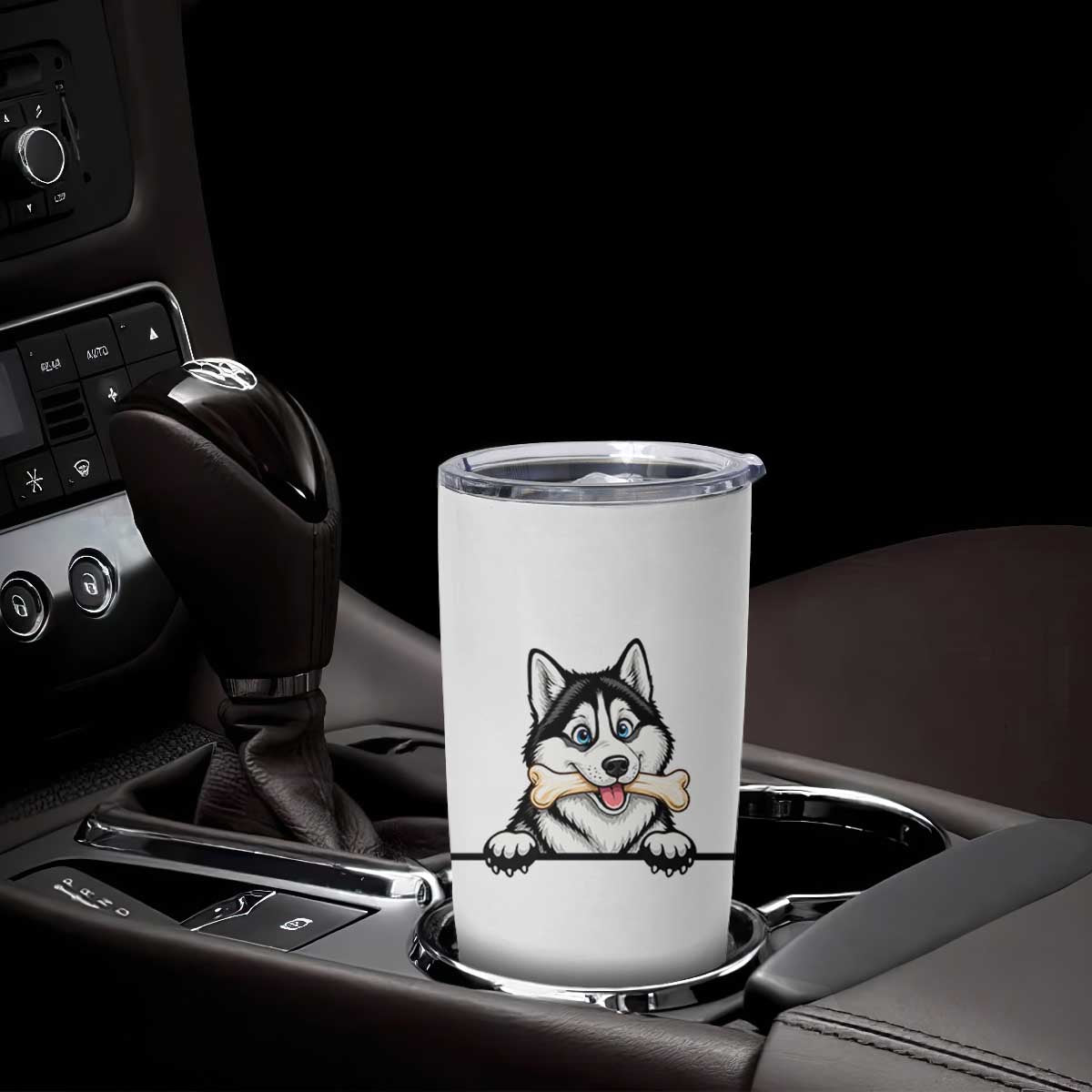 Cute Siberian Husky Puppy Tumbler Cup Chewing Bone Meme TS12 Print Your Wear