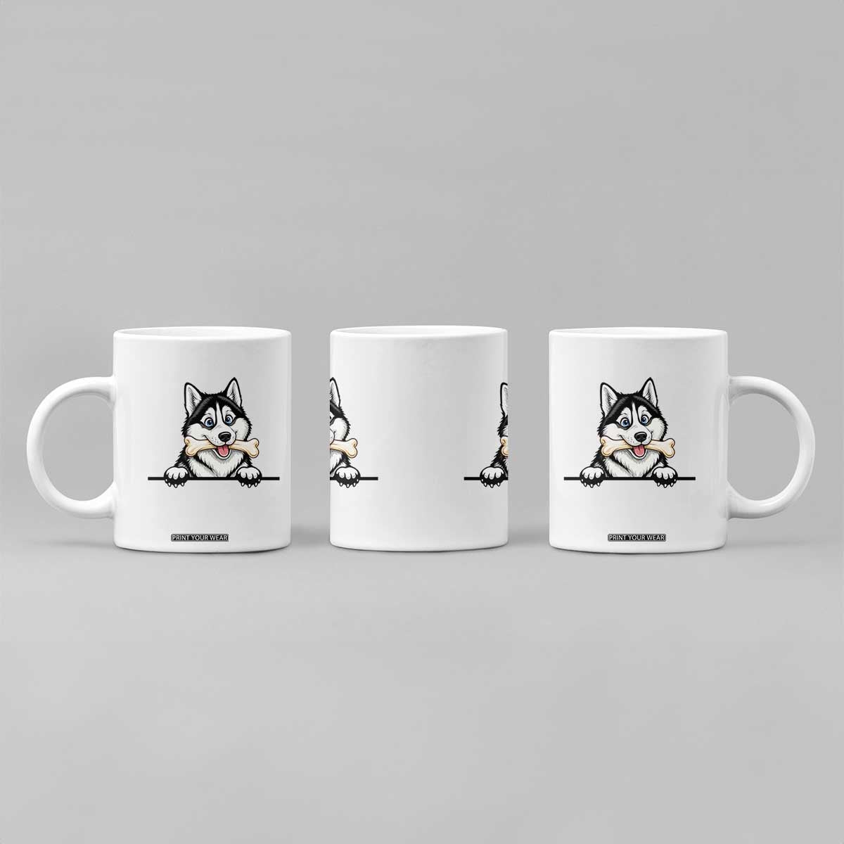 Cute Siberian Husky Puppy Coffee Mug Chewing Bone Meme TS12 Print Your Wear