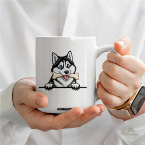 Cute Siberian Husky Puppy Coffee Mug Chewing Bone Meme TS12 Print Your Wear