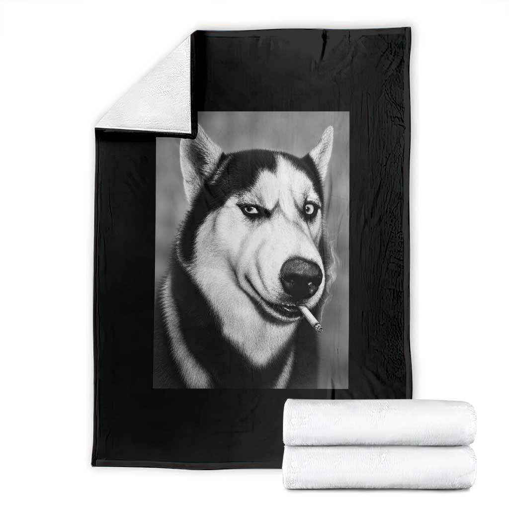 Smoking Siberian Husky Meme Throw Blanket Funny Dog Face Gift For Dog Lovers TS12 Black Print Your Wear