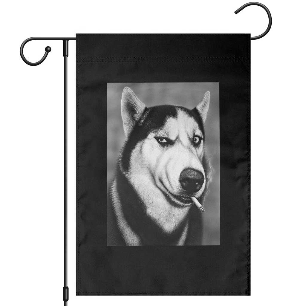 Smoking Siberian Husky Meme Garden Flag Funny Dog Face Gift For Dog Lovers TS12 Black Print Your Wear