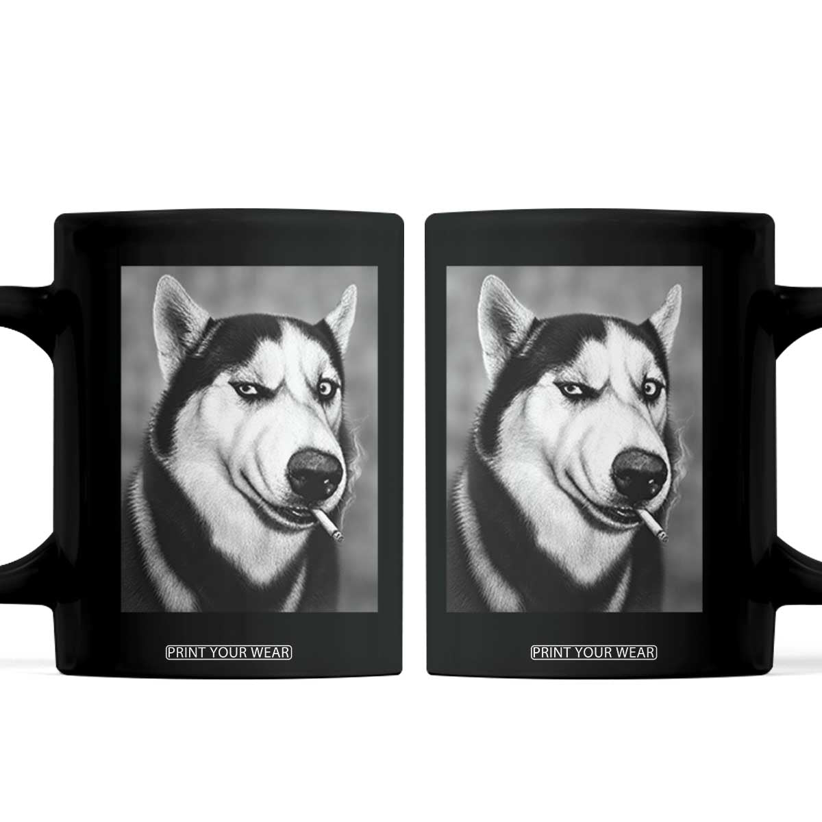 Smoking Siberian Husky Meme Coffee Mug Funny Dog Face Gift For Dog Lovers TS12 Black Print Your Wear