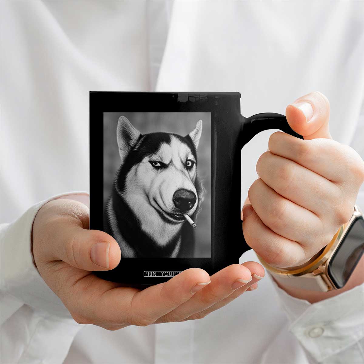 Smoking Siberian Husky Meme Coffee Mug Funny Dog Face Gift For Dog Lovers TS12 Print Your Wear