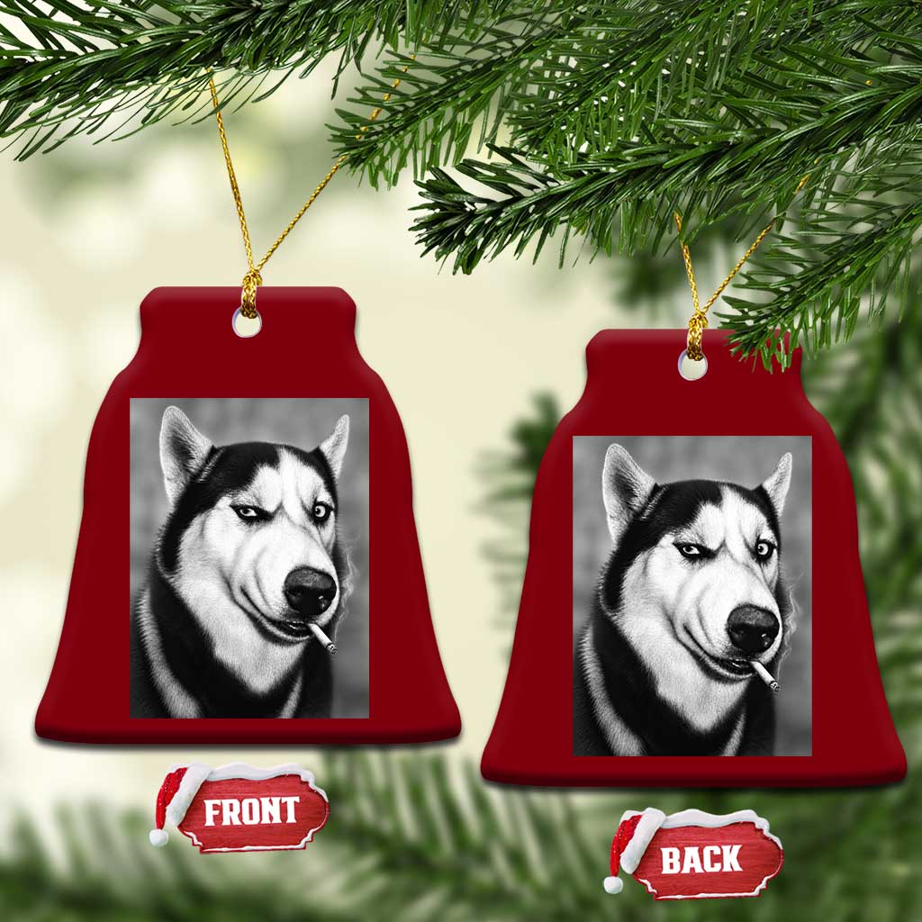 Smoking Siberian Husky Meme Ceramic Ornament Funny Dog Face Gift For Dog Lovers TS12 Print Your Wear