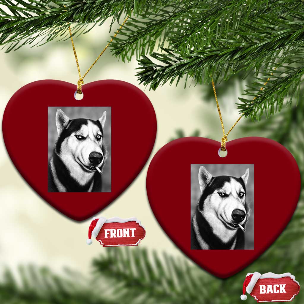 Smoking Siberian Husky Meme Ceramic Ornament Funny Dog Face Gift For Dog Lovers TS12 Print Your Wear