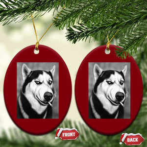 Smoking Siberian Husky Meme Ceramic Ornament Funny Dog Face Gift For Dog Lovers TS12 Print Your Wear