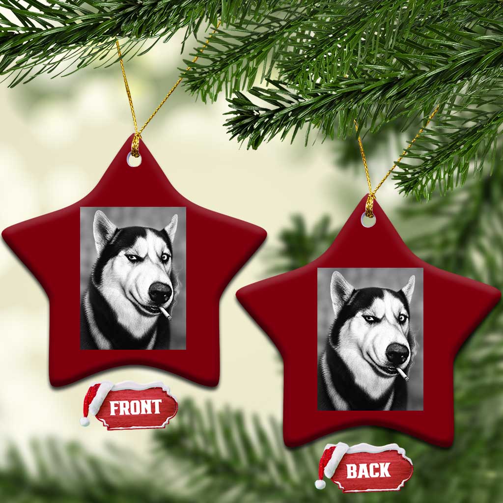 Smoking Siberian Husky Meme Ceramic Ornament Funny Dog Face Gift For Dog Lovers TS12 Print Your Wear