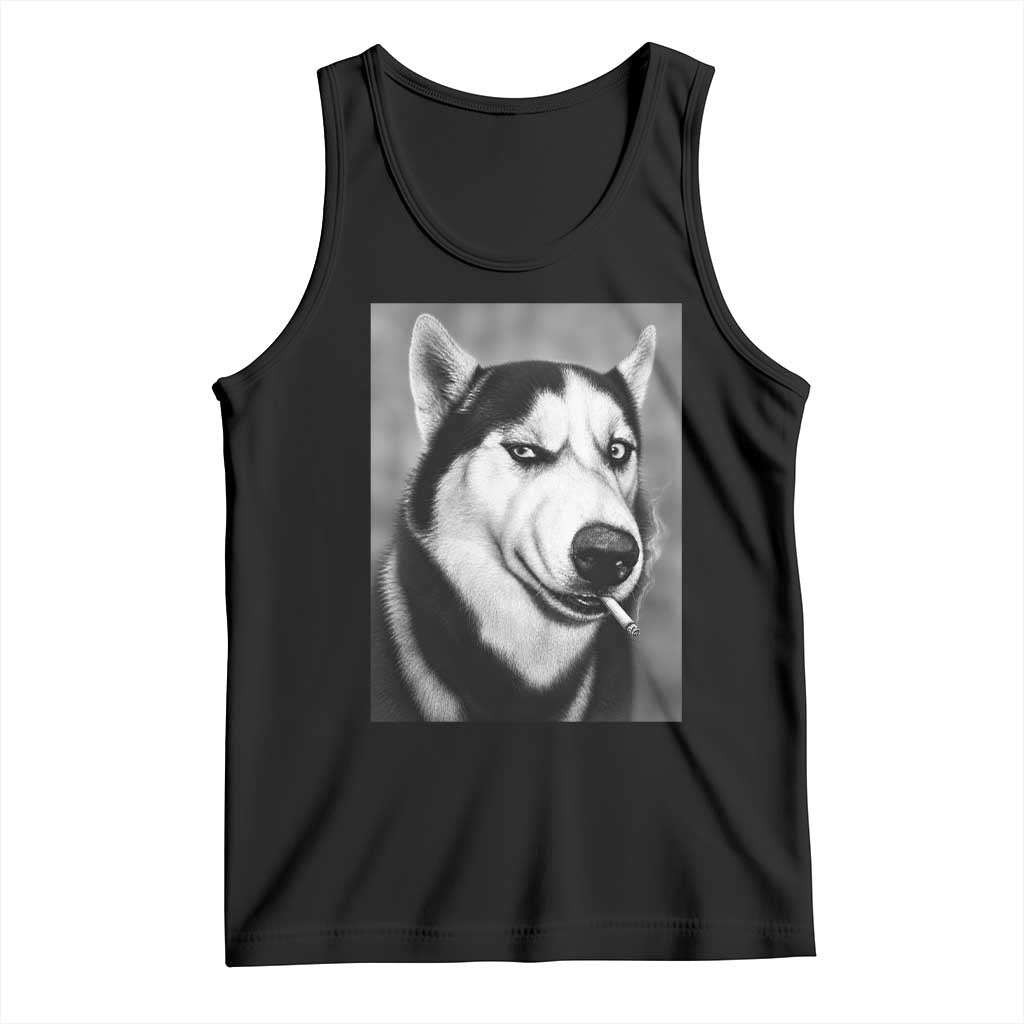 Smoking Siberian Husky Meme Tank Top Funny Dog Face Gift For Dog Lovers TS12 Black Print Your Wear