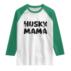 Proud Husky Mama Raglan Shirt Siberian Husky Mothers Day Gift TS12 White Kelly Green Print Your Wear