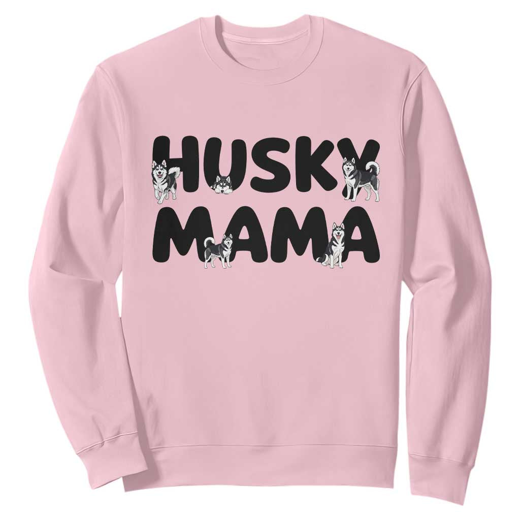 Proud Husky Mama Sweatshirt Siberian Husky Mothers Day Gift TS12 Light Pink Print Your Wear