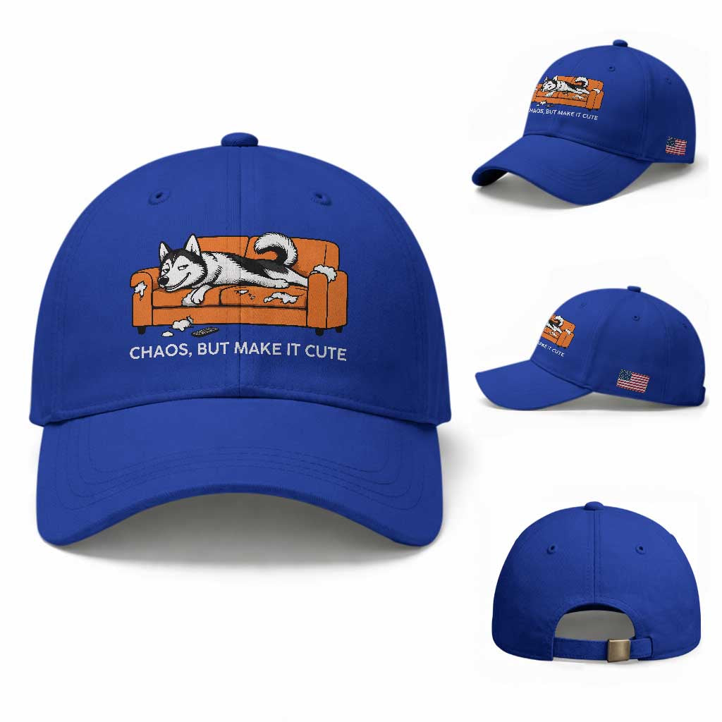 Mischievous Husky Owner Gift Baseball Cap Chaos But Make It Cute TS12 Baseball Cap Universal Fit Royal Blue Print Your Wear
