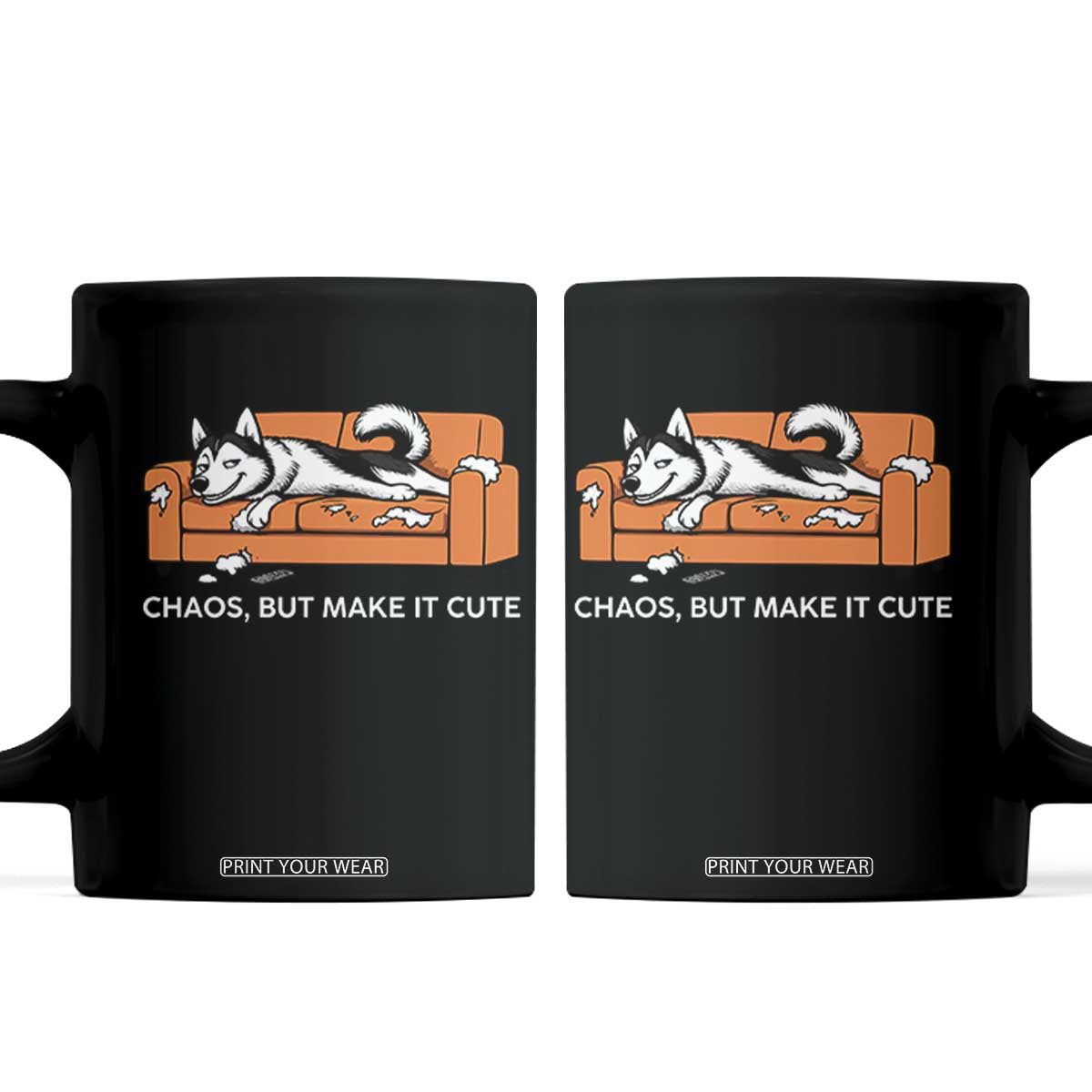 Mischievous Husky Owner Gift Coffee Mug Chaos But Make It Cute TS12 Black Print Your Wear