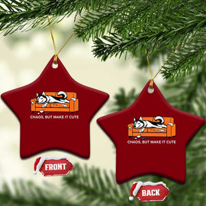 Mischievous Husky Owner Gift Ceramic Ornament Chaos But Make It Cute TS12 Print Your Wear