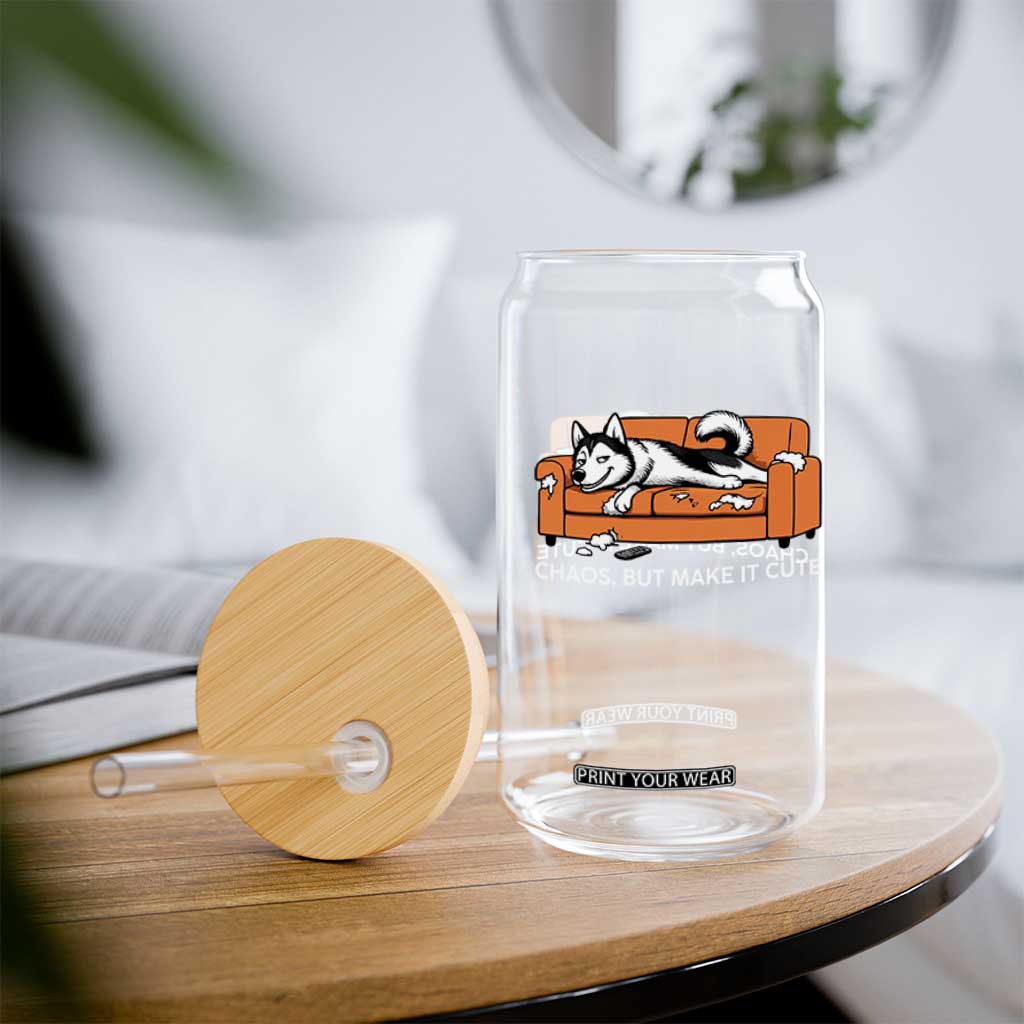 Mischievous Husky Owner Gift Glass Can Chaos But Make It Cute TS12 Print Your Wear