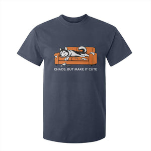 Mischievous Husky Owner Gift T Shirt For Kid Chaos But Make It Cute TS12 Navy Print Your Wear