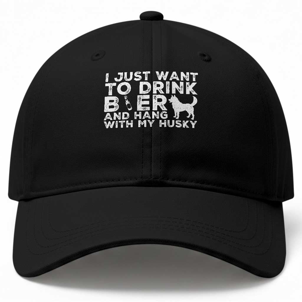 Drink Beer And Hang With My Husky Baseball Cap Funny Dog Lover TS12 Print Your Wear