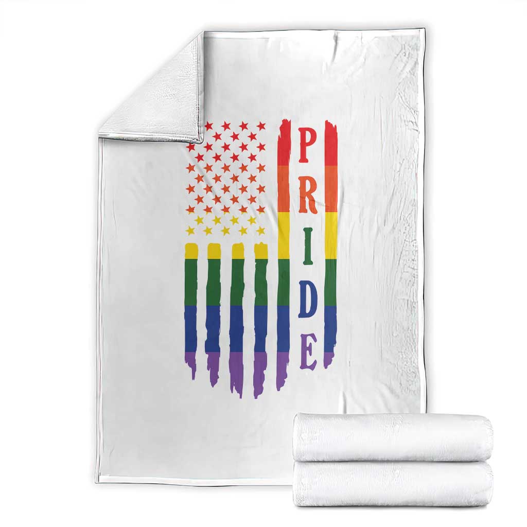 Pride Month Rainbow Flag Graphic Throw Blanket Lesbian Gay LGBT America Flag TS12 White Print Your Wear