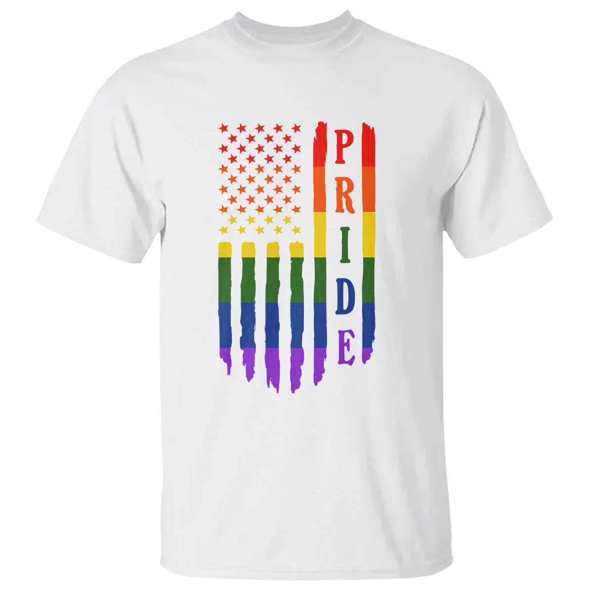 Pride Month Rainbow Flag Graphic T Shirt Lesbian Gay LGBT America Flag TS12 White Print Your Wear