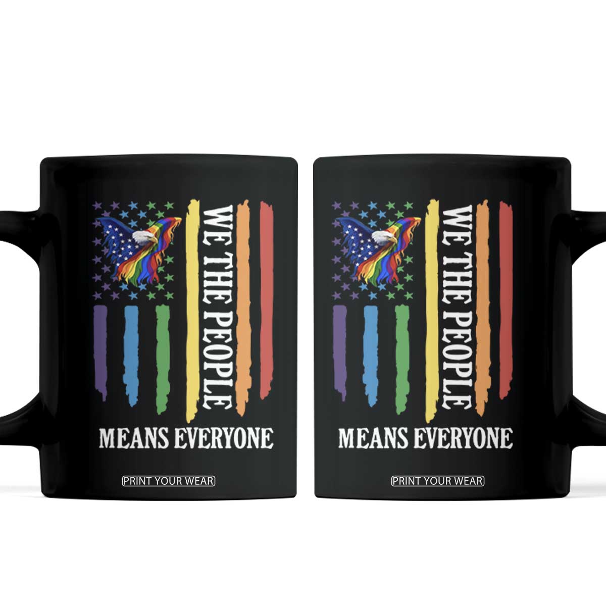 Patriotic Rainbow Pride American Eagle Coffee Mug We The People LGBT Pride TS12 Black Print Your Wear
